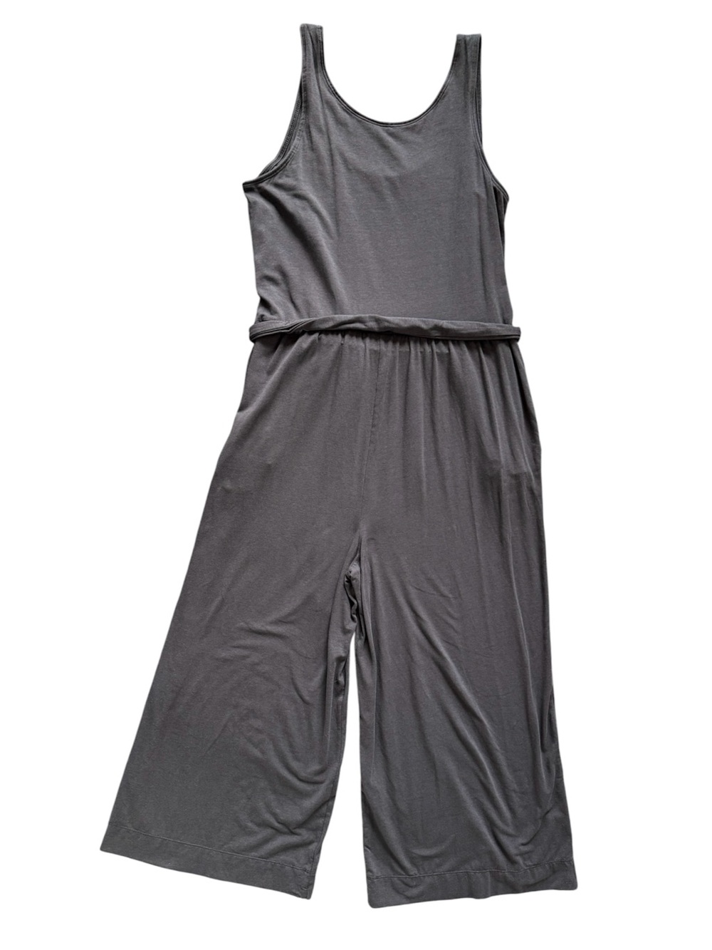 Patagonia Wide Leg Jumpsuit Gray Tie Waist Organic Cotton Lyocell Medium - Picture 2 of 7